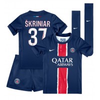 Camisa de Futebol Paris Saint-Germain Milan Skriniar #37 Equipamento Principal Infantil 2024-25 Manga Curta (+ Calças curtas)